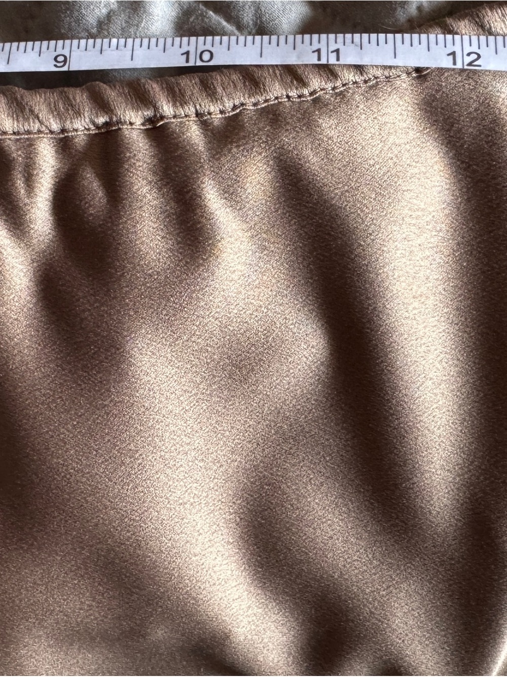 Anthropologie Taupe Satin Midi Slip Skirt with Ivory Lace Trim - Picture 5 of 5
